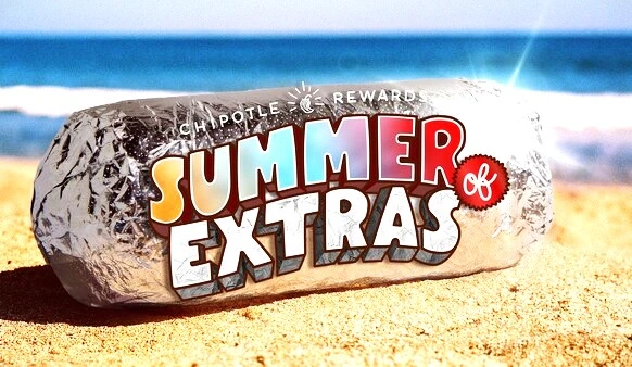 Chipotle’s Summer of Extras 2025 - $1 Million Burrito Giveaway for Rewards Members Chipotle Summer of Extras 2025 promotion offering $1 million in free burritos for rewards members